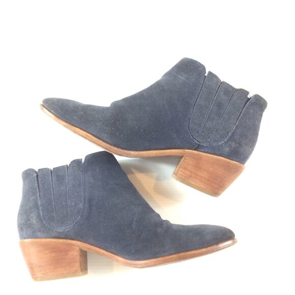 JOIE Blue Suede "Barlow" Ankle Bootie size 37 / US 6.5 - Picture 3 of 9